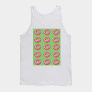 Watercolor donuts pattern - pink and green background Tank Top